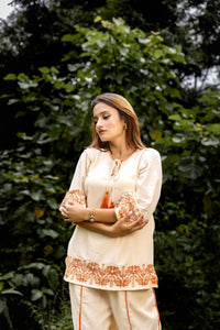 Beige Linen Cording Co-ord Set