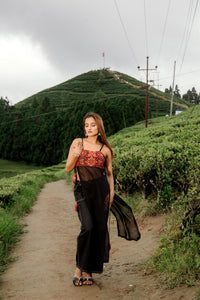 Black Georgette Thread Work Long Kurti