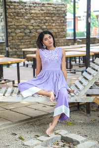 Lilac Khadi Thread Work Peplum Co-ord Set