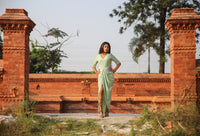 Mint Green Khadi Thread Work Draped Dress