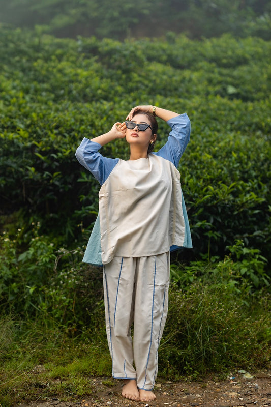 Multicolour Khadi Color-Blocked Co-ord Set