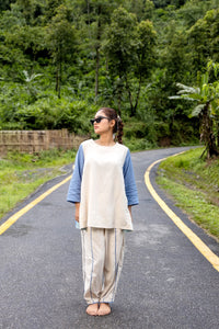 Multicolour Khadi Color-Blocked Co-ord Set