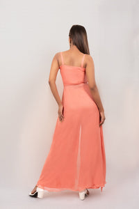 Peach Rayon Aari Work Co-ord Set
