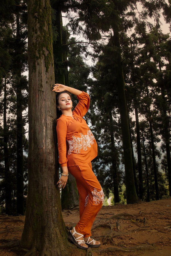 Rust Linen Cording Co-ord Set