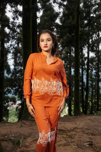 Rust Linen Cording Co-ord Set