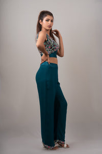 Teal Green Thread Work Designer Blouse
